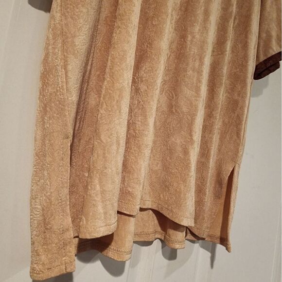 Donna Jessica Vintage super stretchy tan oversized blouse M - Picture 3 of 5